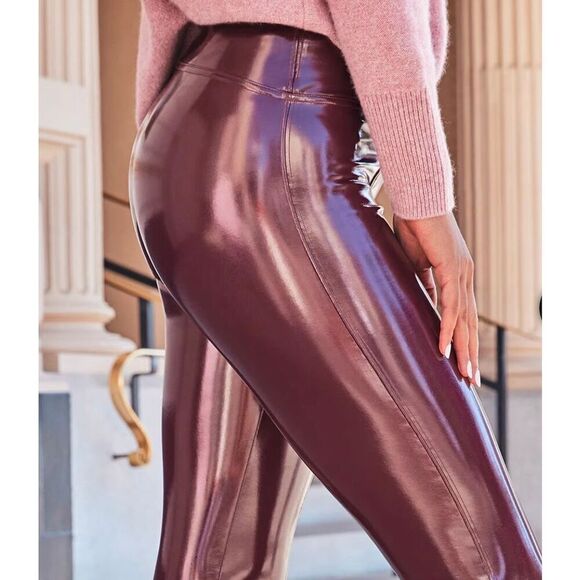 SPANX Faux Patent Leather Leggings in Ruby Size SP - Picture 11 of 12